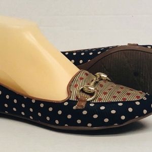 DOLCE VITA 'Langley' Navy Polka Dot Loafers US 6